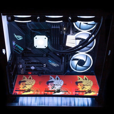 Cyberpunk Kitty Lian Li O11 Dynamic and XL Bottom Panel Plate Cover with ARGB LED Lighting