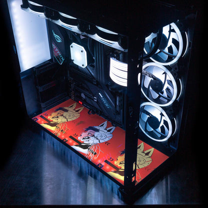 Cyberpunk Kitty Lian Li O11 Dynamic and XL Bottom Panel Plate Cover with ARGB LED Lighting - YacilArt - V1Tech