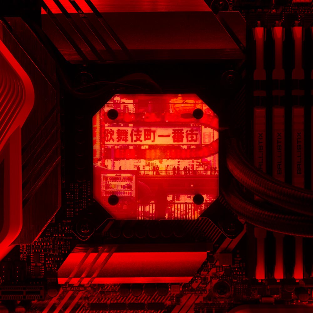 Cyberpunk Streets AIO Cover for Corsair iCUE ELITE CAPELLIX (H100i, H115i, H150i Black and White) - Seerlight - V1Tech