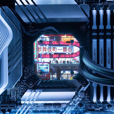 Cyberpunk Streets AIO Cover for Corsair iCUE ELITE CAPELLIX (H100i, H115i, H150i Black and White)