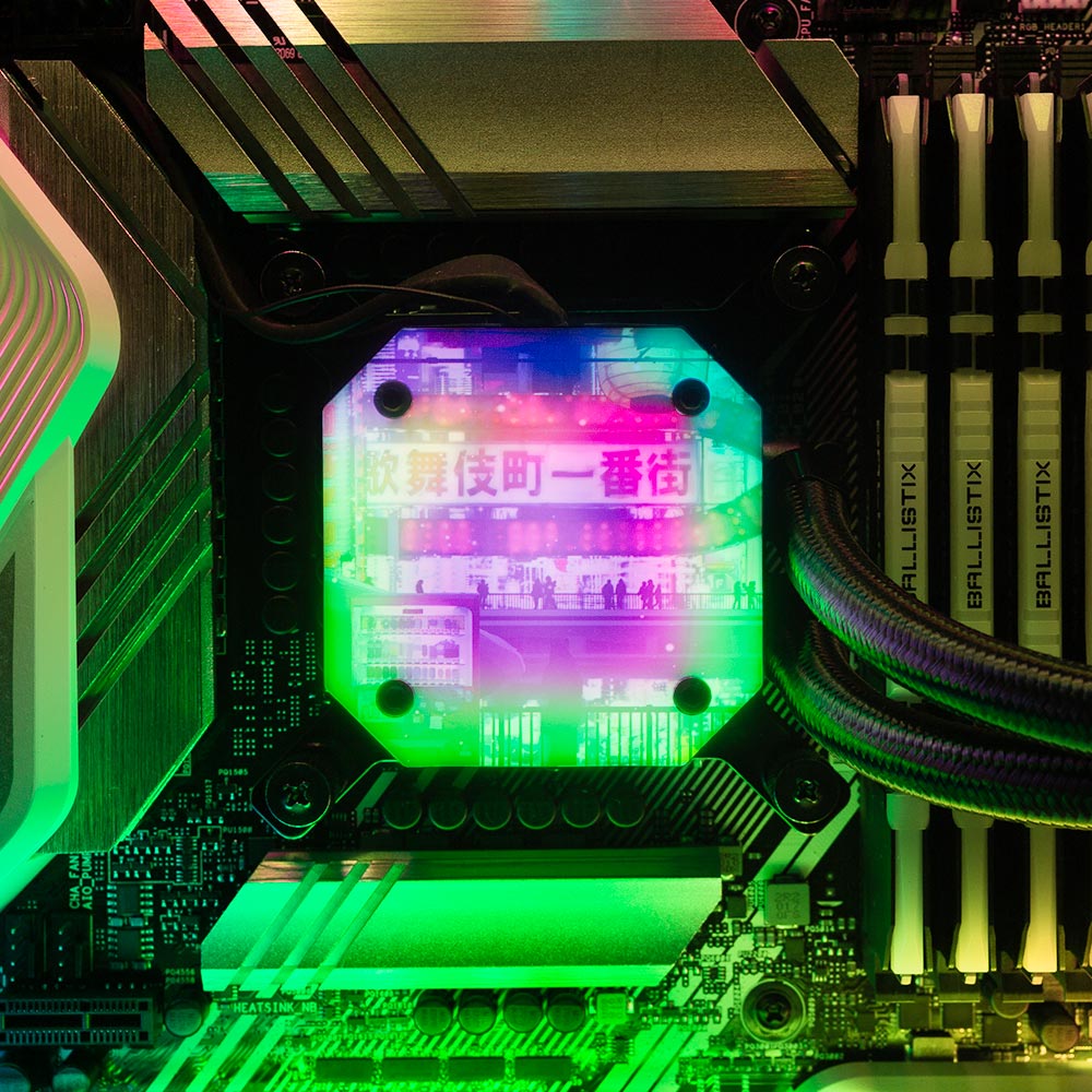 Cyberpunk Streets AIO Cover for Corsair iCUE ELITE CAPELLIX (H100i, H115i, H150i Black and White) - Seerlight - V1Tech