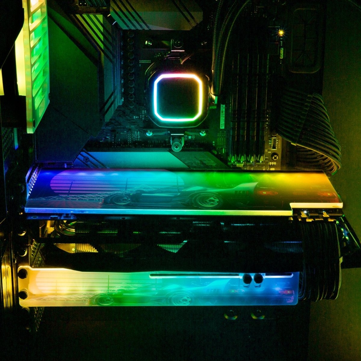 F40 Sunset RGB GPU Backplate - Skie Graphic Studio - V1Tech