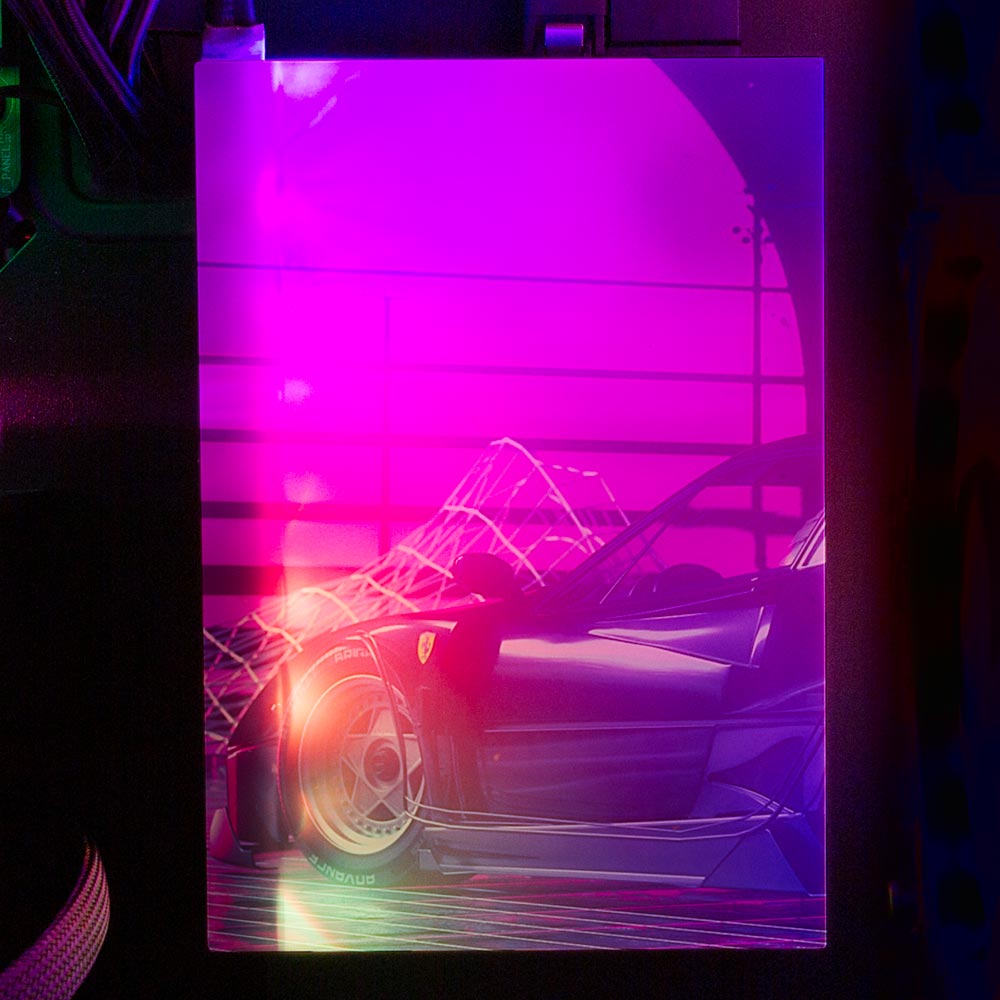 F40 Sunset RGB HDD Cover Vertical - Skie Graphic Studio - V1Tech