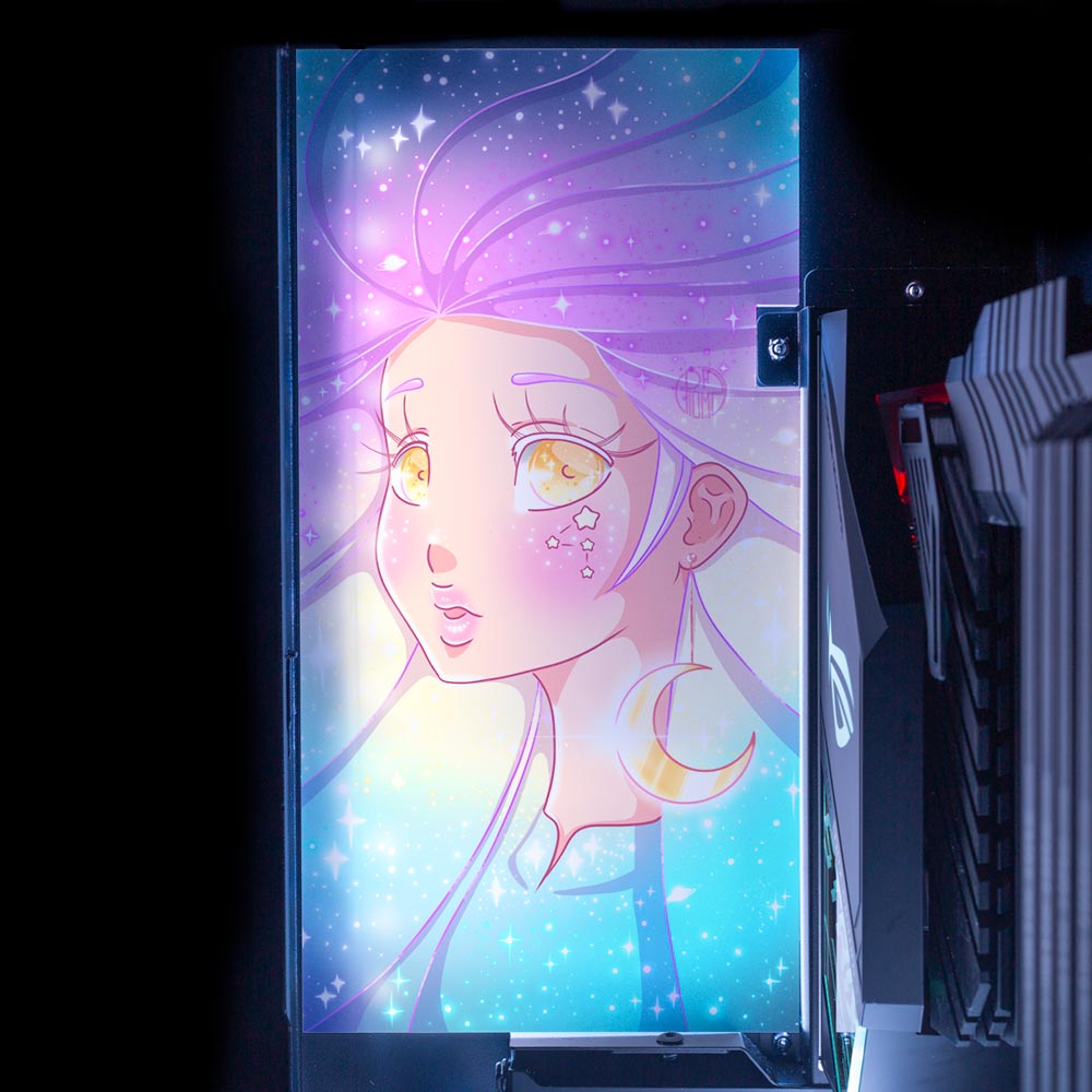 Galaxy Girl Lian Li O11 and Dynamic and XL Rear Panel Plate Cover with ARGB LED Lighting - Piumeli - V1Tech