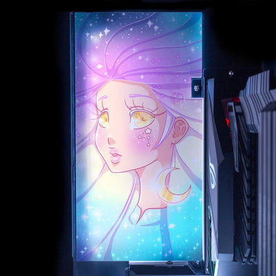 Galaxy Girl Lian Li O11 and Dynamic and XL Rear Panel Plate Cover with ARGB LED Lighting