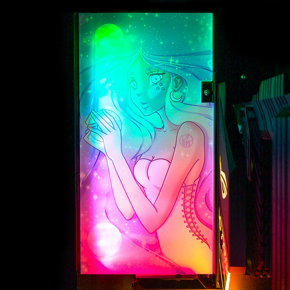 Galaxy Pastel Girl Lian Li O11 and Dynamic and XL Rear Panel Plate Cover with ARGB LED Lighting - Piumeli - V1Tech