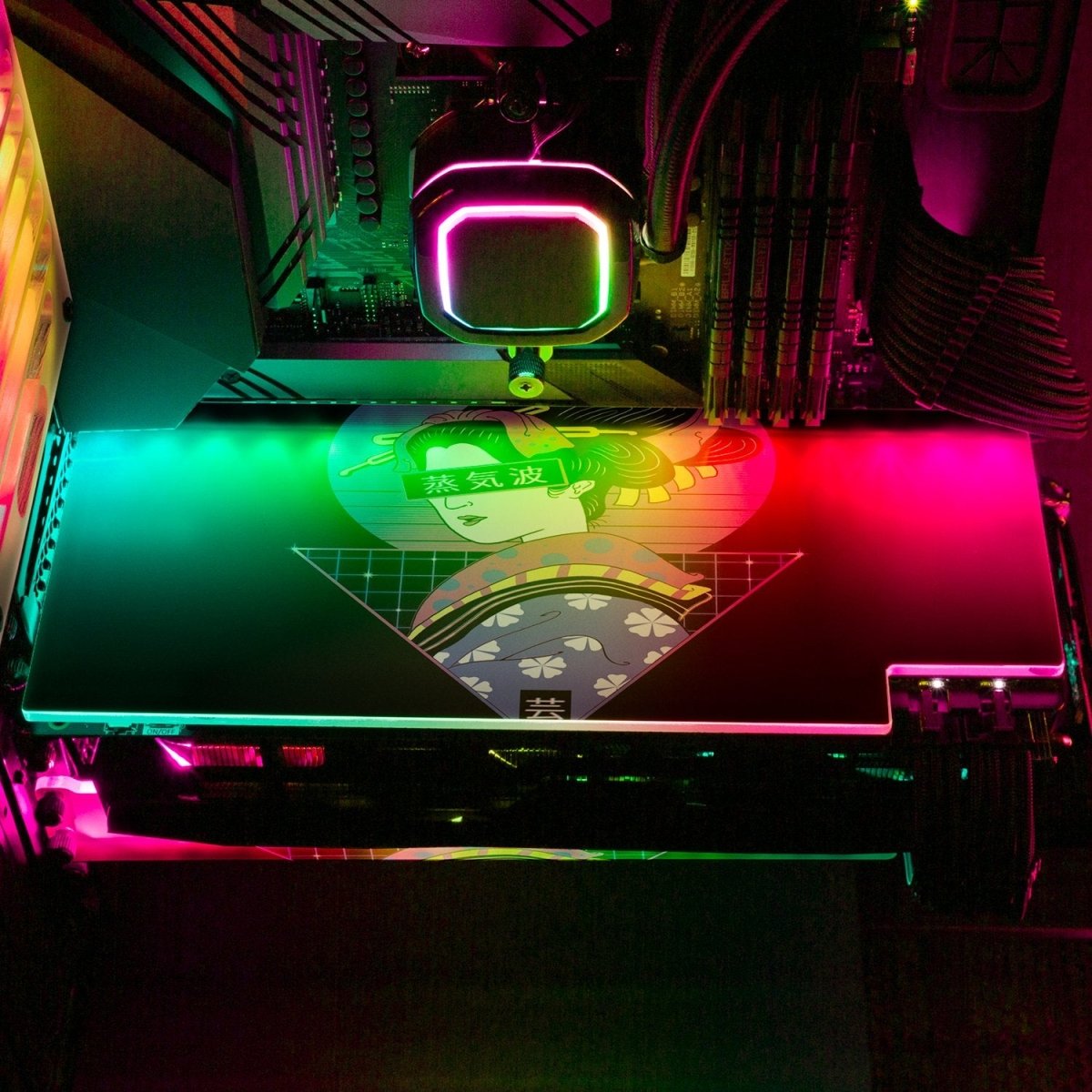 Geisha Wave RGB GPU Backplate - Vincent Trinidad Art - V1Tech