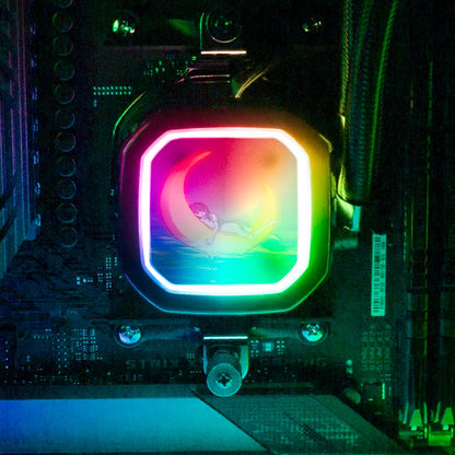 Girl On the the Moon AIO Cover for Corsair RGB Hydro Platinum and Pro Series (H100i, H115i, H150i, H100X, XT, X, SE, H60) - Seerlight - V1Tech