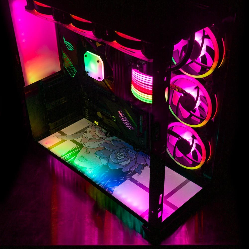 If I Were A Rose Lian Li O11 Dynamic and XL Bottom Panel Plate Cover with ARGB LED Lighting - Annicelric - V1Tech