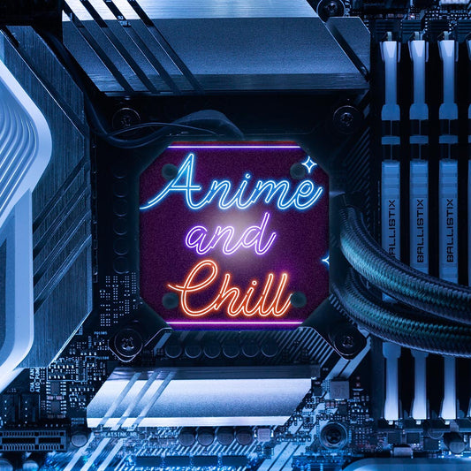 Neon Anime and Chill AIO Cover for Corsair iCUE ELITE CAPELLIX (H100i, H115i, H150i Black and White) - Donnie Art - V1Tech
