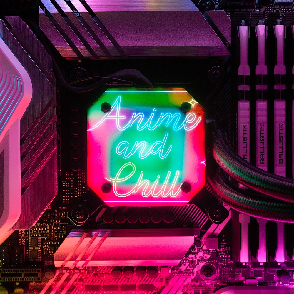 Neon Anime and Chill AIO Cover for Corsair iCUE ELITE CAPELLIX (H100i, H115i, H150i Black and White) - Donnie Art - V1Tech
