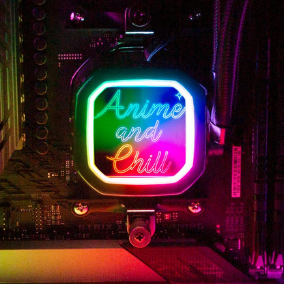Neon Anime and Chill AIO Cover for Corsair RGB Hydro Platinum and Pro Series (H100i, H115i, H150i, H100X, XT, X, SE, H60) - Donnie Art - V1Tech