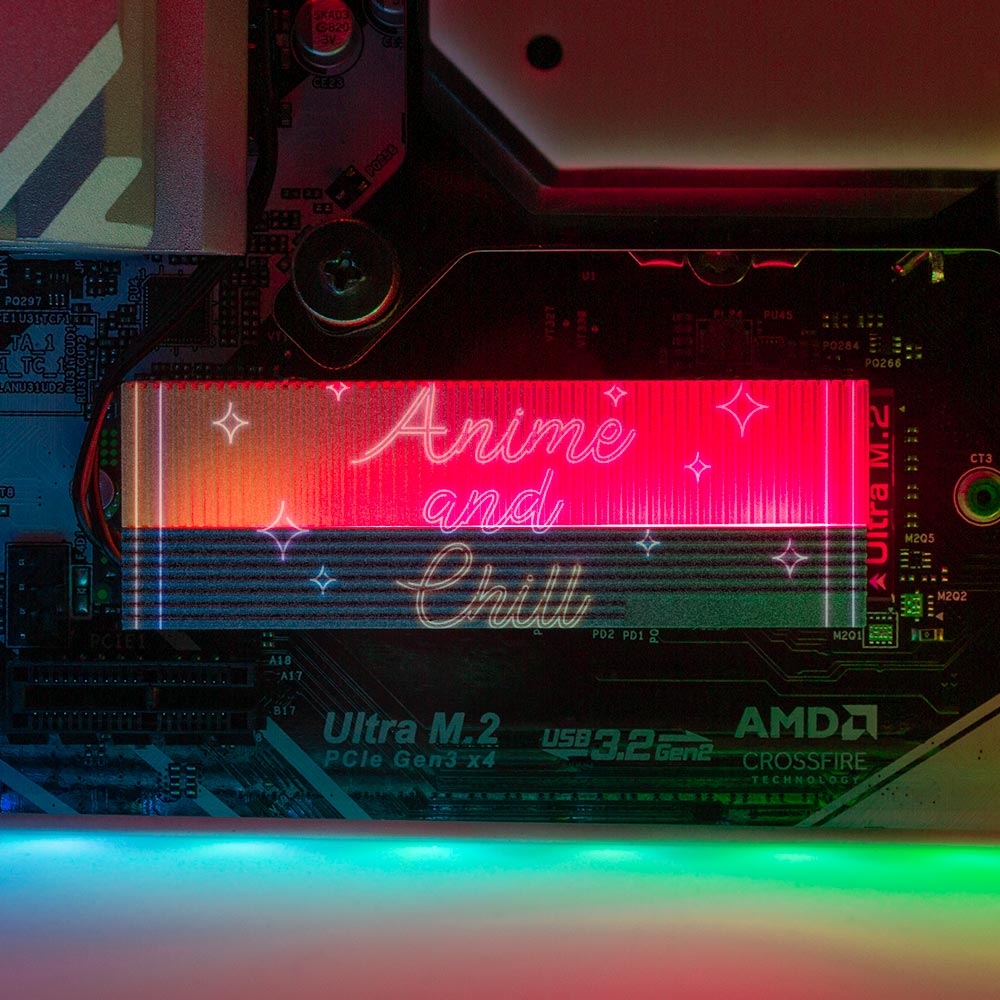 Neon Anime and Chill M.2 Heatsink Cover with ARGB Lighting - Donnie Art - V1Tech