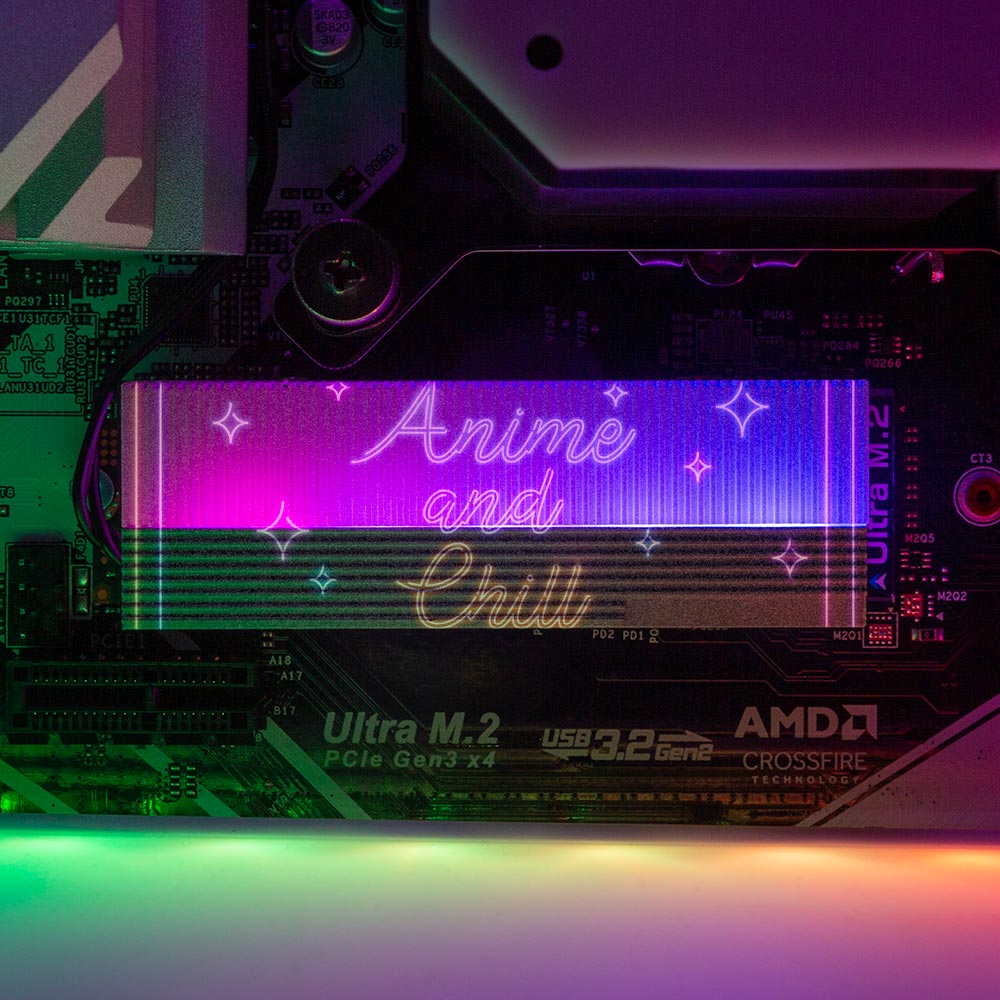 Neon Anime and Chill M.2 Heatsink Cover with ARGB Lighting - Donnie Art - V1Tech