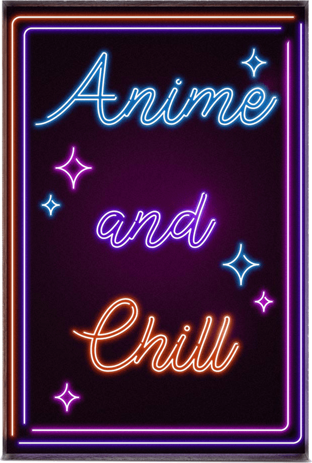 Neon Anime and Chill Plexi Glass Desk Art - Donnie Art - V1 Tech