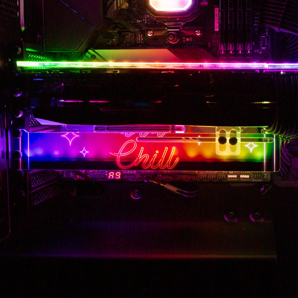 Neon Anime and Chill RGB GPU Support Bracket - Donnie Art - V1Tech