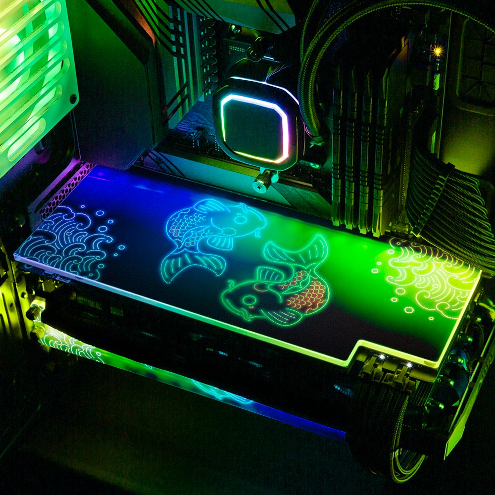 Neon Carpe Koi RGB GPU Backplate - Donnie Art - V1Tech