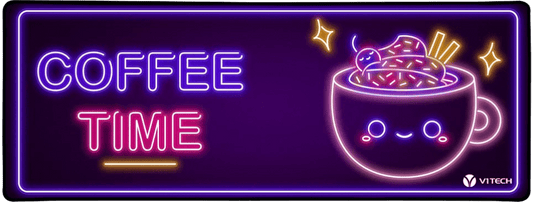 Neon Coffee Time Large Mouse Pad - Donnie Art - V1Tech
