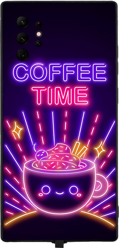 Neon Coffee Time RGB LED Protective Phone Case for iPhone and Samsung Models - Donnie Art - V1 Tech