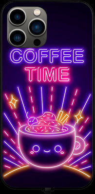 Neon Coffee Time RGB LED Protective Phone Case for iPhone and Samsung Models