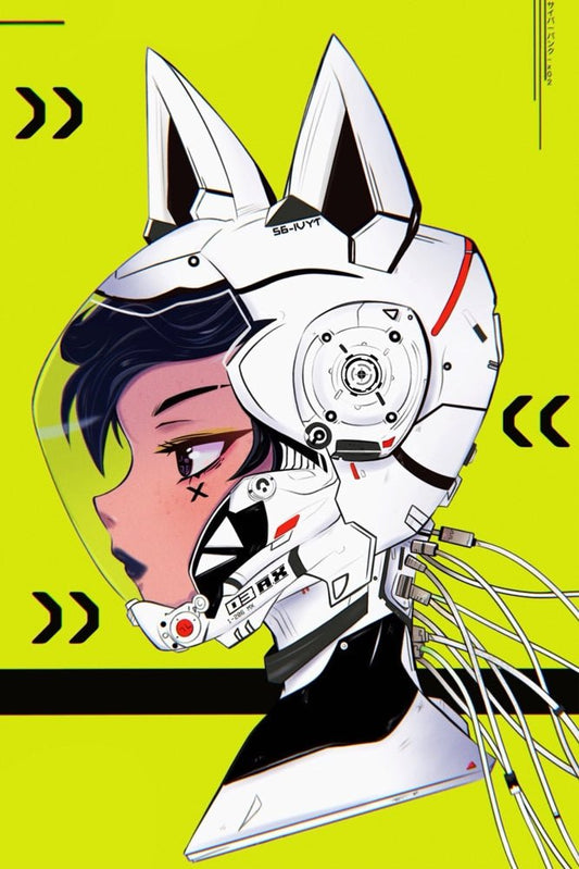 Neon Cyberpunk Kitty Plexi Glass Wall Art - YacilArt - V1Tech