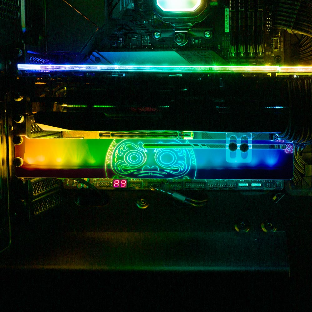 Neon Daruma RGB GPU Support Bracket - Donnie Art - V1Tech