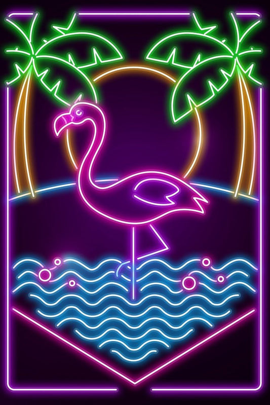 Neon Flamingo Plexi Glass Wall Art - Donnie Art - V1Tech