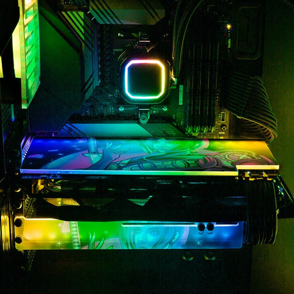 Neon Geisha RGB GPU Support Bracket - HeyMoonly - V1Tech