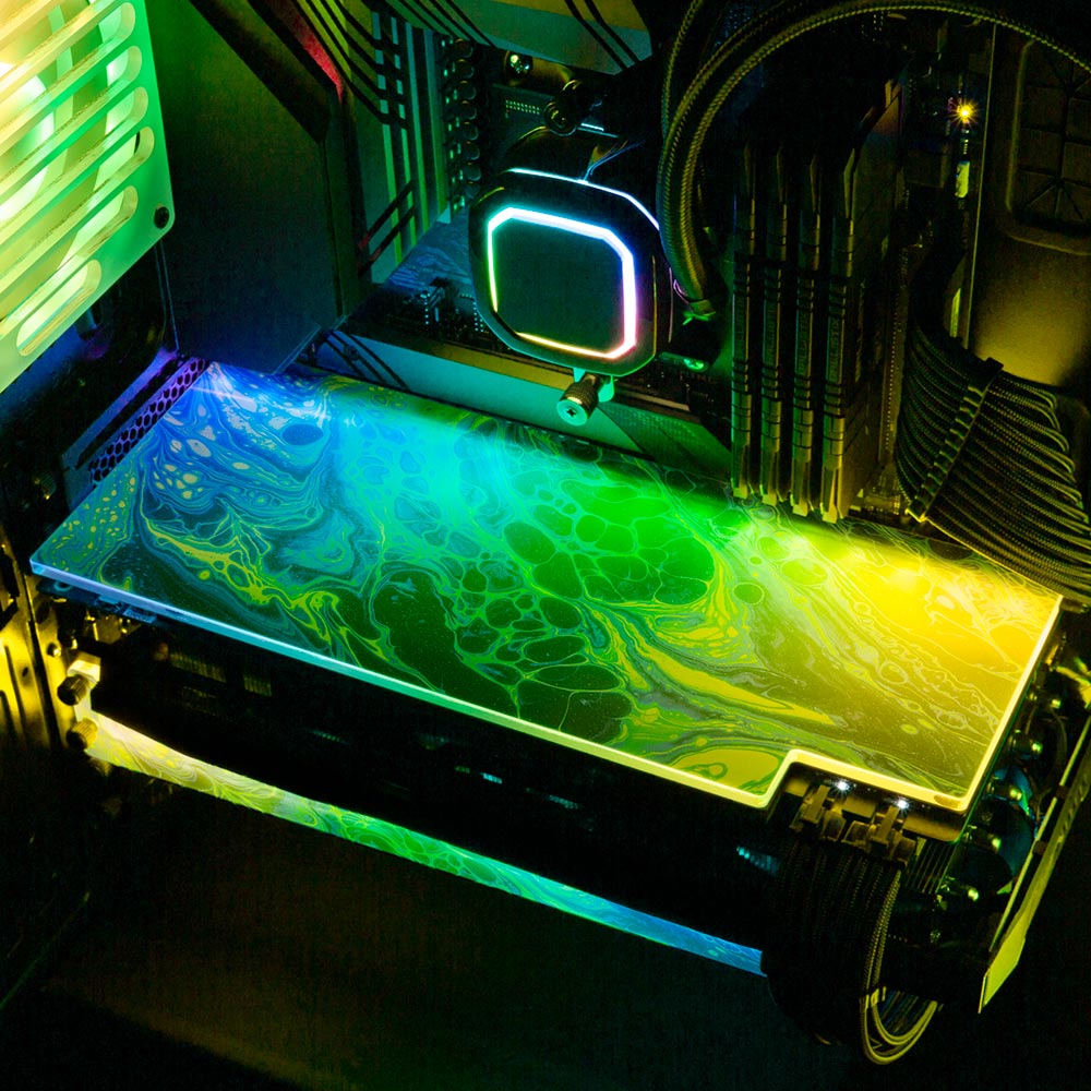 Neon Green RGB GPU Backplate - Geoglyser - V1Tech