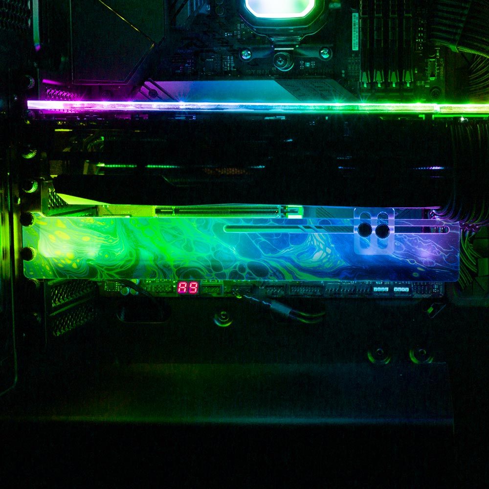 Neon Green RGB GPU Support Bracket - Geoglyser - V1Tech