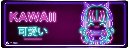 Neon Kawaii Girl Large Mouse Pad - Donnie Art - V1Tech