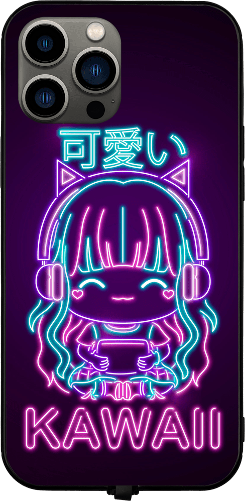 Neon Kawaii Girl RGB LED Protective Phone Case for iPhone and Samsung Models - Donnie Art - V1 Tech