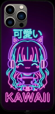 Neon Kawaii Girl RGB LED Protective Phone Case for iPhone and Samsung Models