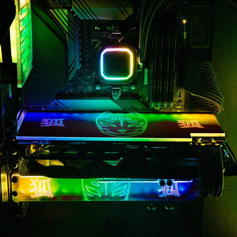 Neon Kitsune Mask RGB GPU Backplate - Donnie Art - V1Tech