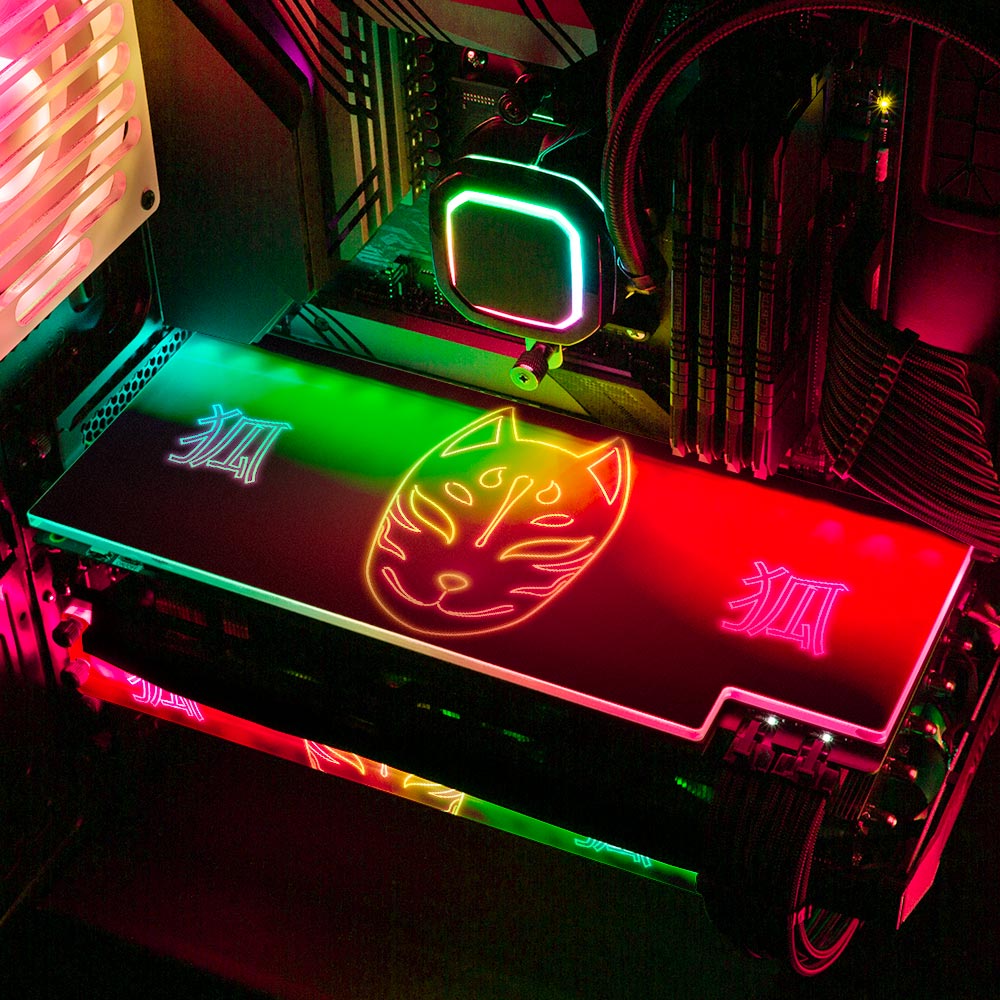 Neon Kitsune Mask RGB GPU Backplate - Donnie Art - V1Tech