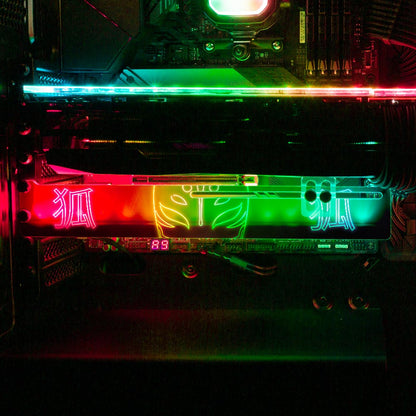 Neon Kitsune Mask RGB GPU Support Bracket - Donnie Art - V1Tech