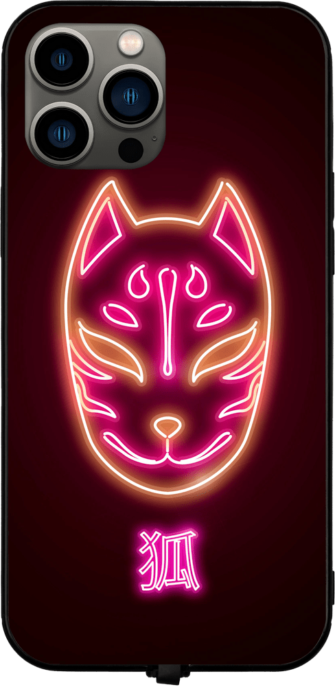 Neon Kitsune Mask RGB LED Protective Phone Case for iPhone and Samsung Models - Donnie Art - V1 Tech
