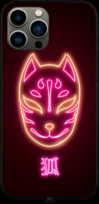 Neon Kitsune Mask RGB LED Protective Phone Case for iPhone and Samsung Models