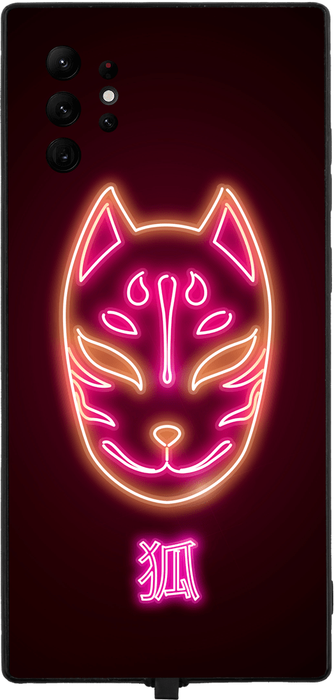 Neon Kitsune Mask RGB LED Protective Phone Case for iPhone and Samsung Models - Donnie Art - V1 Tech