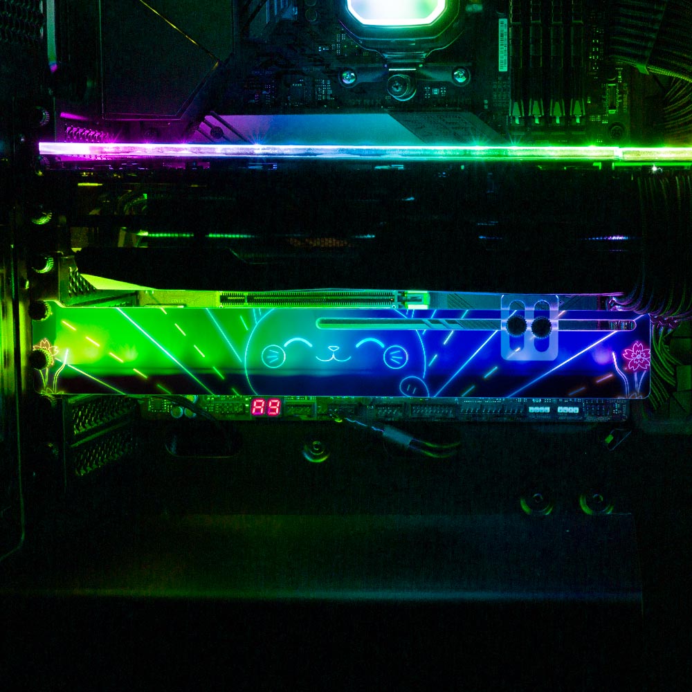 Neon Maneki Neko RGB GPU Support Bracket - Donnie Art - V1Tech