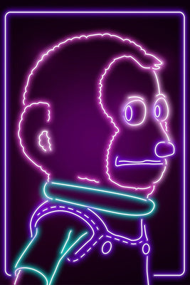 Neon Monkey Puppet Plexi Glass Wall Art