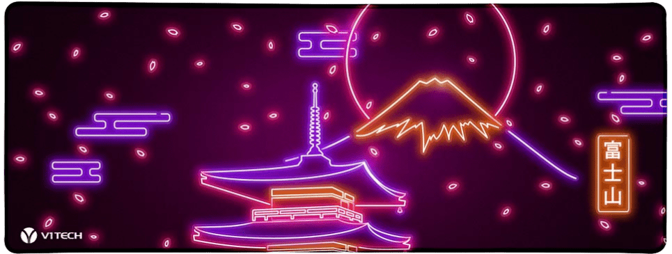 Neon Mount Fuji Large Mouse Pad - Donnie Art - V1Tech