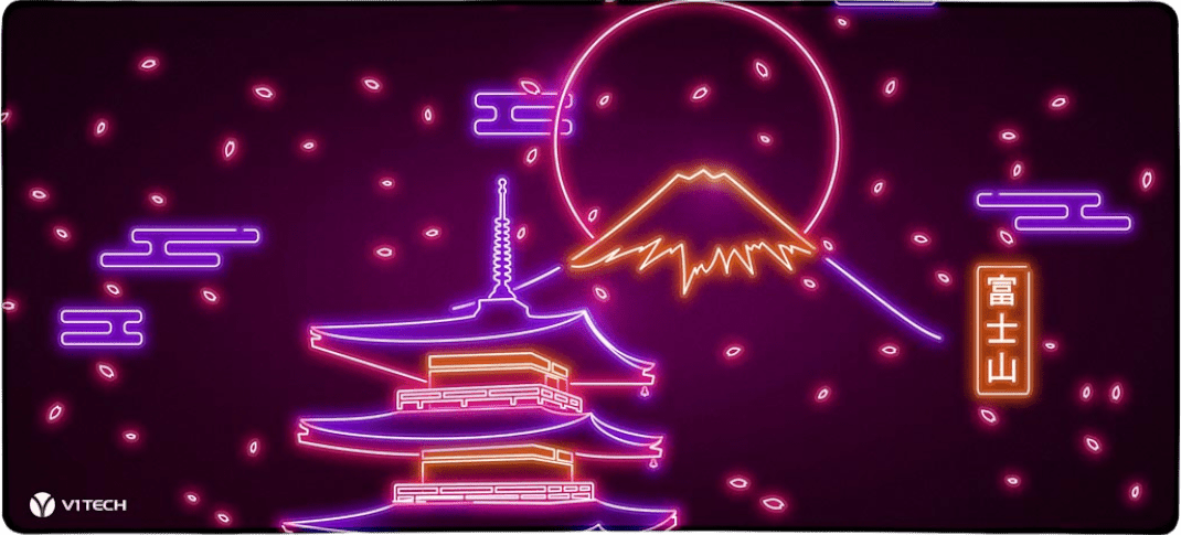 Neon Mount Fuji X-Large Mouse Pad - Donnie Art - V1Tech
