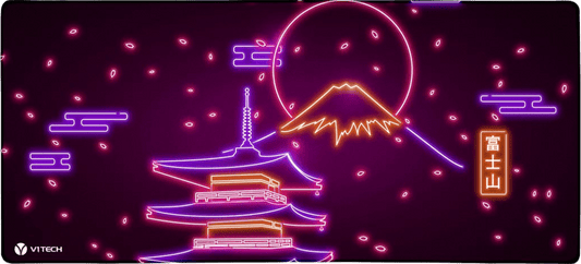 Neon Mount Fuji X-Large Mouse Pad - Donnie Art - V1Tech