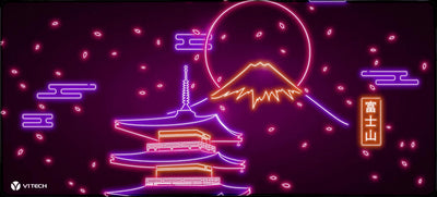 Neon Mount Fuji X-Large Mouse Pad