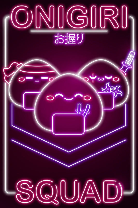 Neon Onigiri Squad Plexi Glass Wall Art - Donnie Art - V1Tech