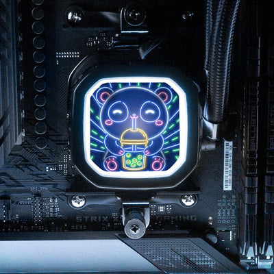 Neon Panda Boba Tea AIO Cover for Corsair RGB Hydro Platinum and Pro Series (H100i, H115i, H150i, H100X, XT, X, SE, H60)