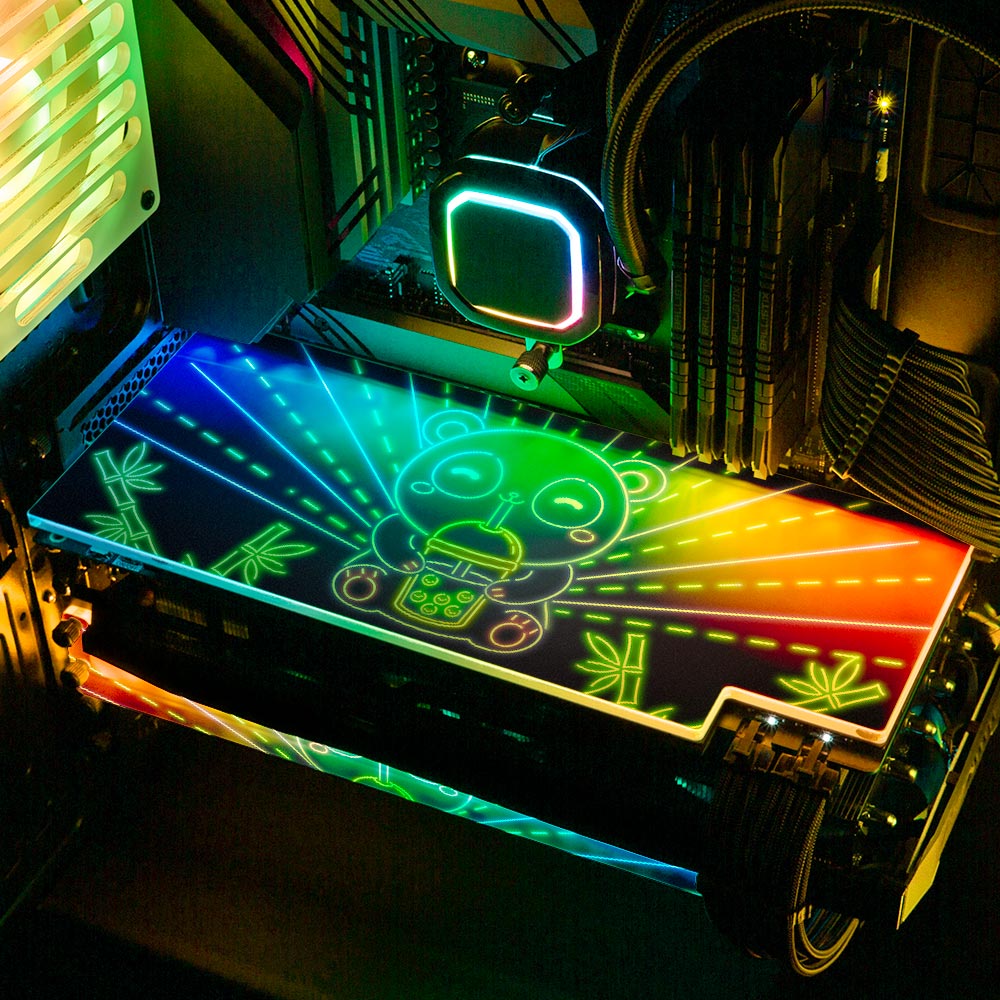 Neon Panda Boba Tea RGB GPU Backplate - Donnie Art - V1Tech