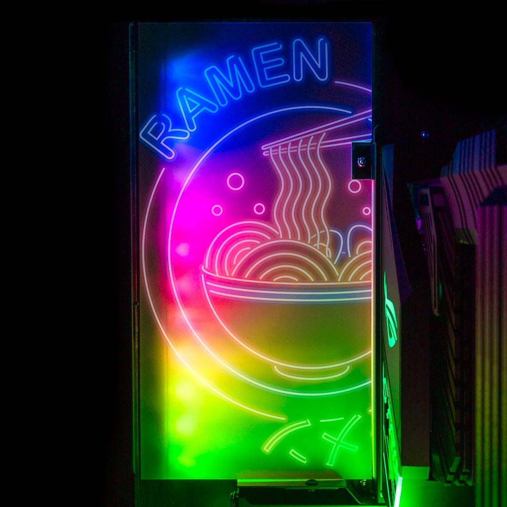 Neon Ramen Circle Lian Li O11 and Dynamic and XL Rear Panel Plate Cover with ARGB LED Lighting - Donnie Art - V1Tech