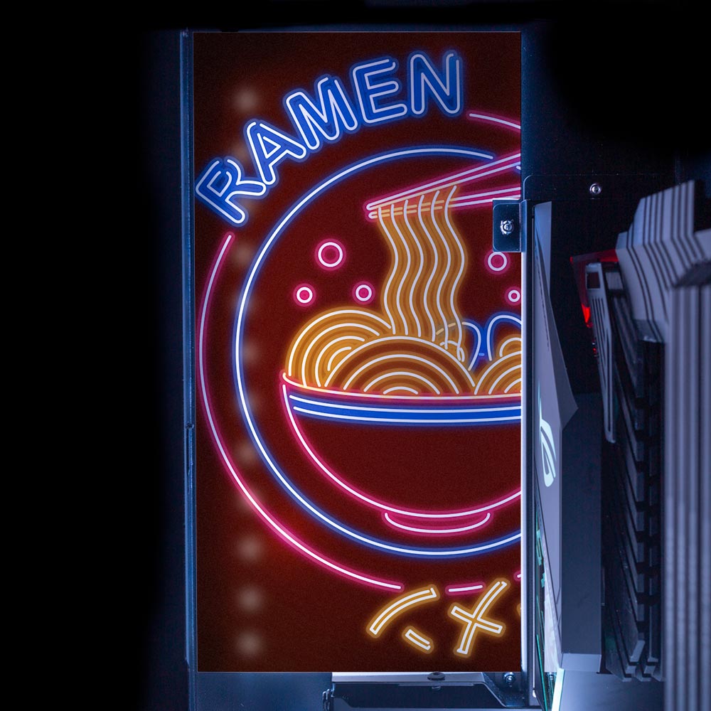 Neon Ramen Circle Lian Li O11 and Dynamic and XL Rear Panel Plate Cover with ARGB LED Lighting - Donnie Art - V1Tech